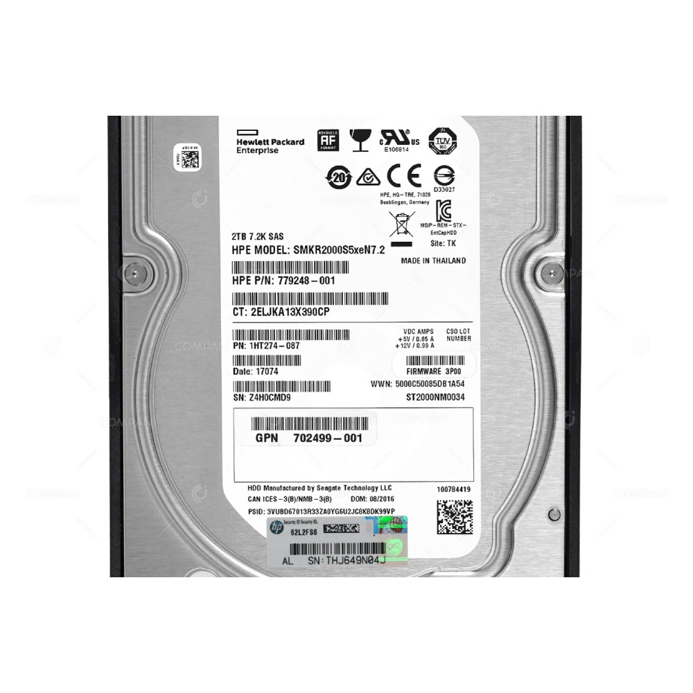 801026-001 HP HDD 2TB 7.2K SAS 6G 3.5" LFF FOR 3PAR STORESERV 7000